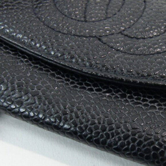 CHANEL Black Caviar Leather Logo Wallet - Picture 4 of 10